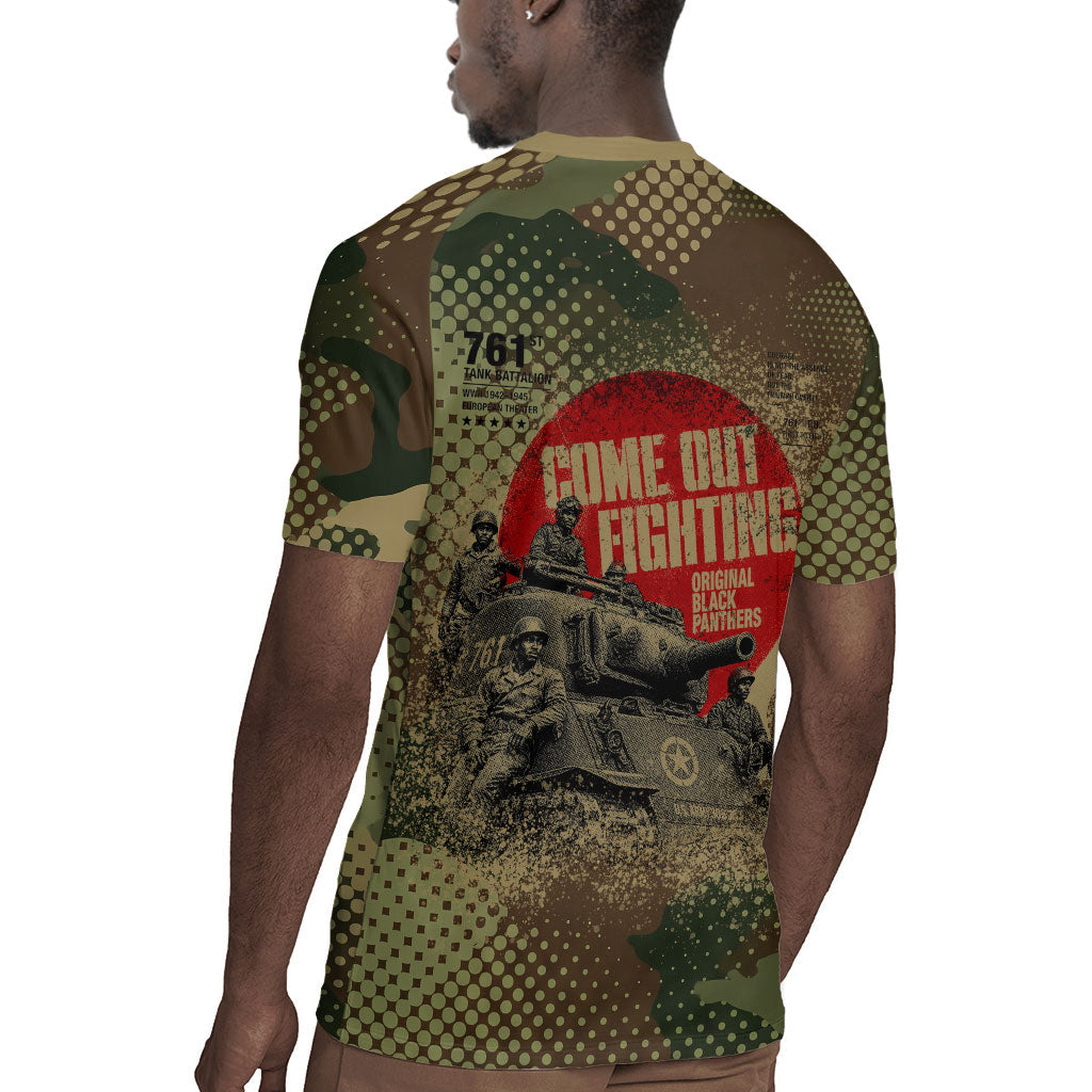 761st Tank Battalion Black Panthers Rugby Jersey Come Out Fighting Military - Camouflage Halftone