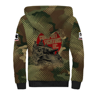 761st Tank Battalion Black Panthers Sherpa Hoodie Come Out Fighting Military - Camouflage Halftone