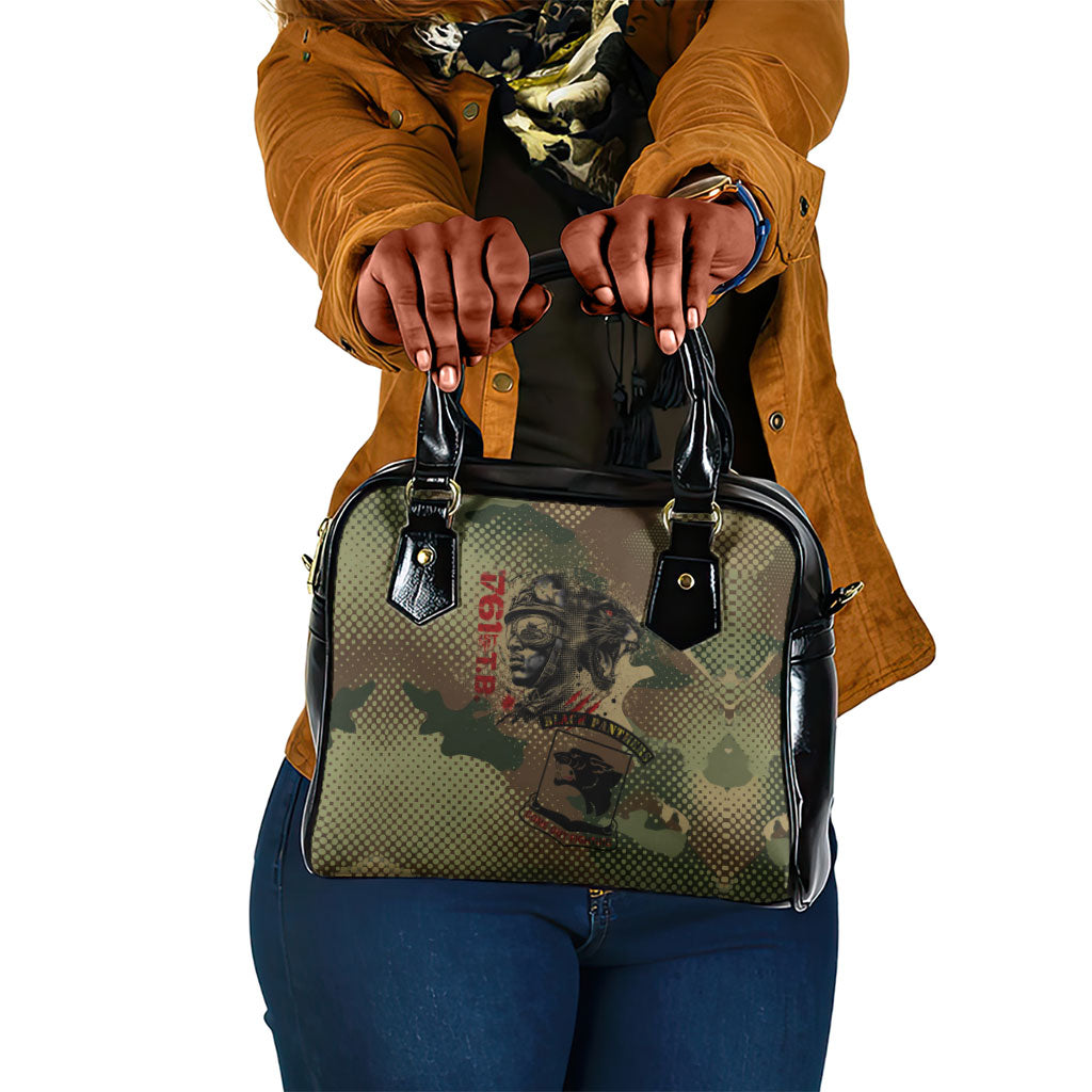 761st Tank Battalion Black Panthers Shoulder Handbag Come Out Fighting Military - Camouflage Halftone