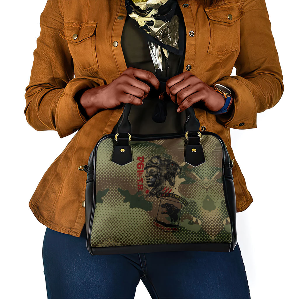 761st Tank Battalion Black Panthers Shoulder Handbag Come Out Fighting Military - Camouflage Halftone