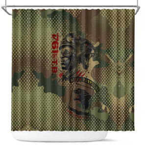 761st Tank Battalion Black Panthers Shower Curtain Come Out Fighting Military - Camouflage Halftone