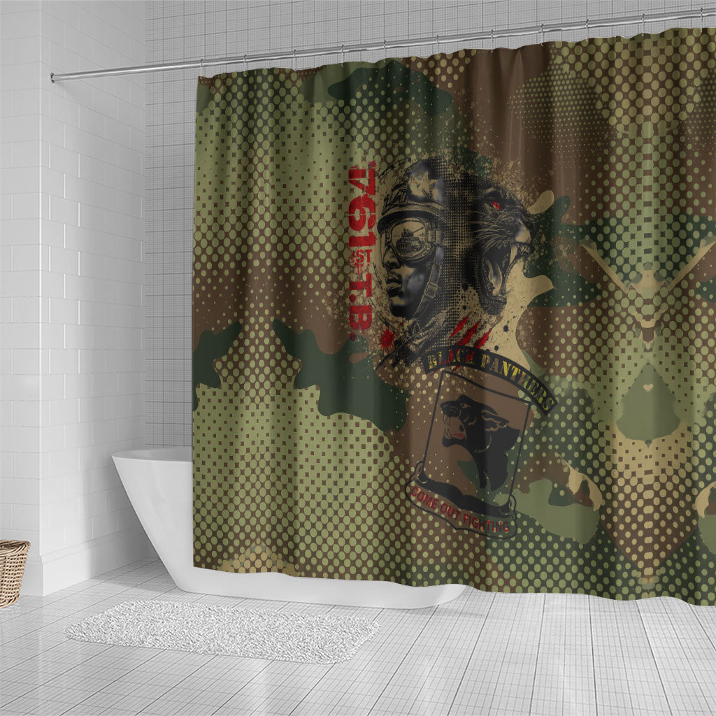 761st Tank Battalion Black Panthers Shower Curtain Come Out Fighting Military - Camouflage Halftone