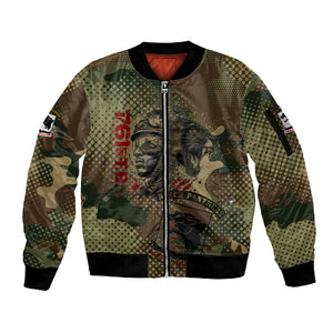 761st Tank Battalion Black Panthers Sleeve Zip Bomber Jacket Come Out Fighting Military - Camouflage Halftone