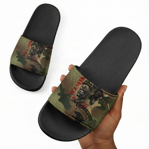 761st Tank Battalion Black Panthers Slide Sandals Come Out Fighting Military - Camouflage Halftone