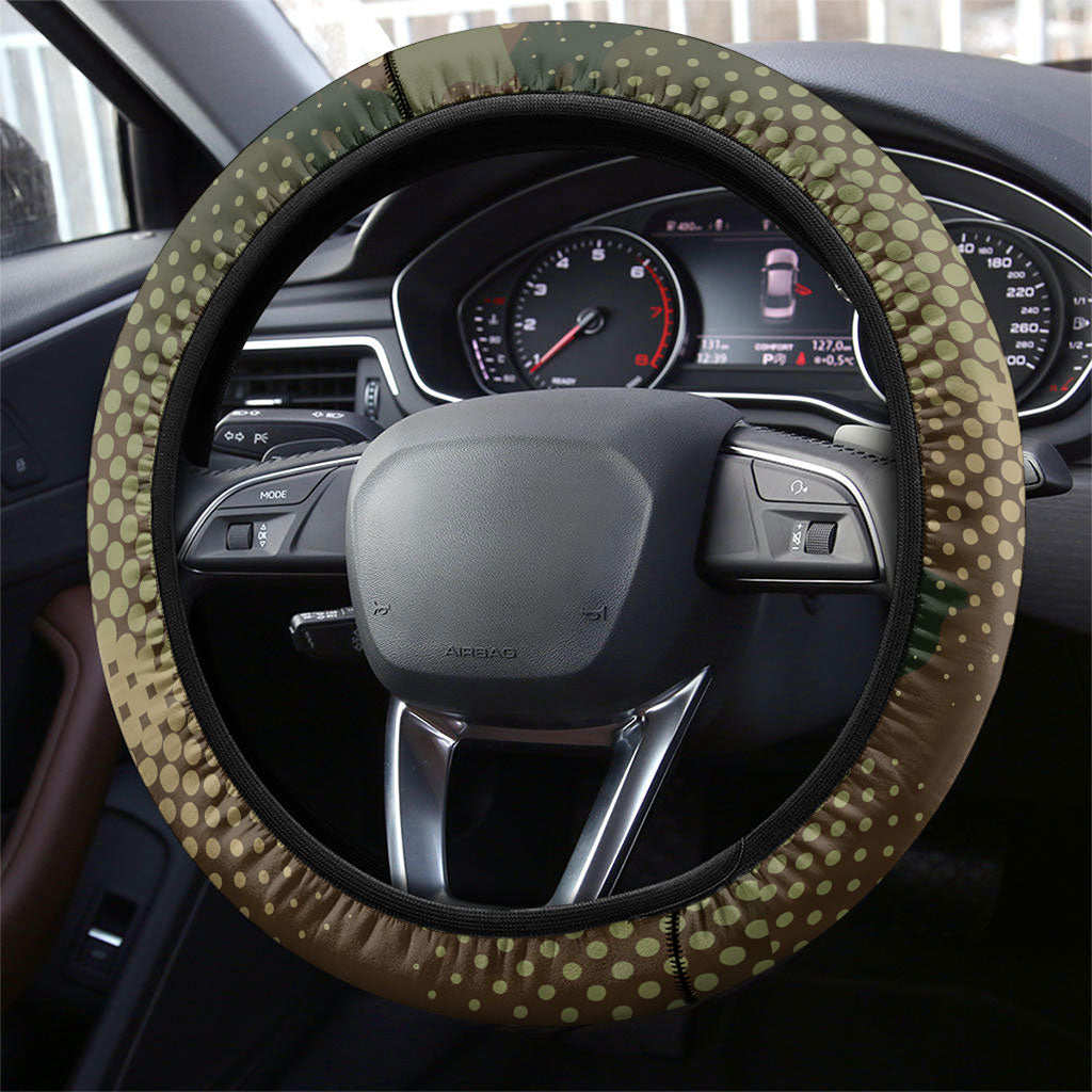 761st Tank Battalion Black Panthers Steering Wheel Cover Come Out Fighting Military - Camouflage Halftone