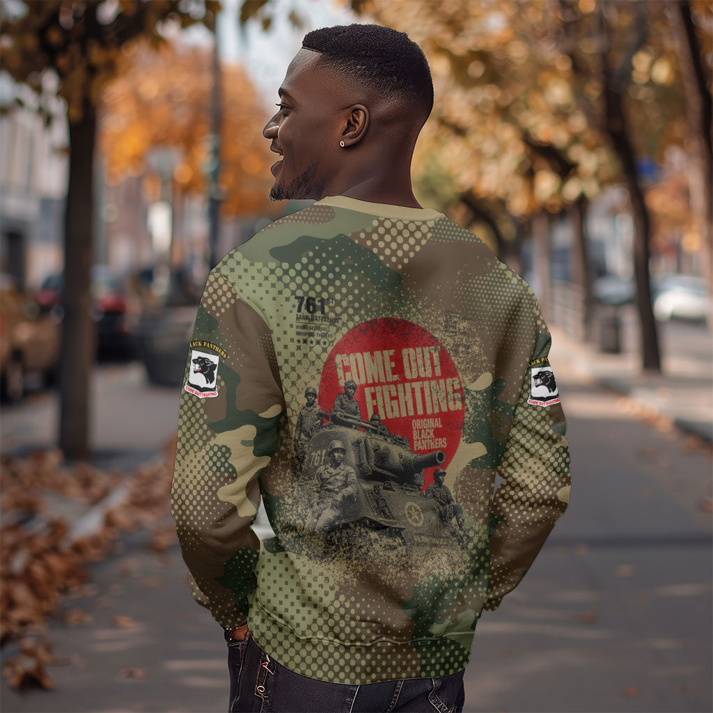 761st Tank Battalion Black Panthers Sweatshirt Come Out Fighting Military - Camouflage Halftone