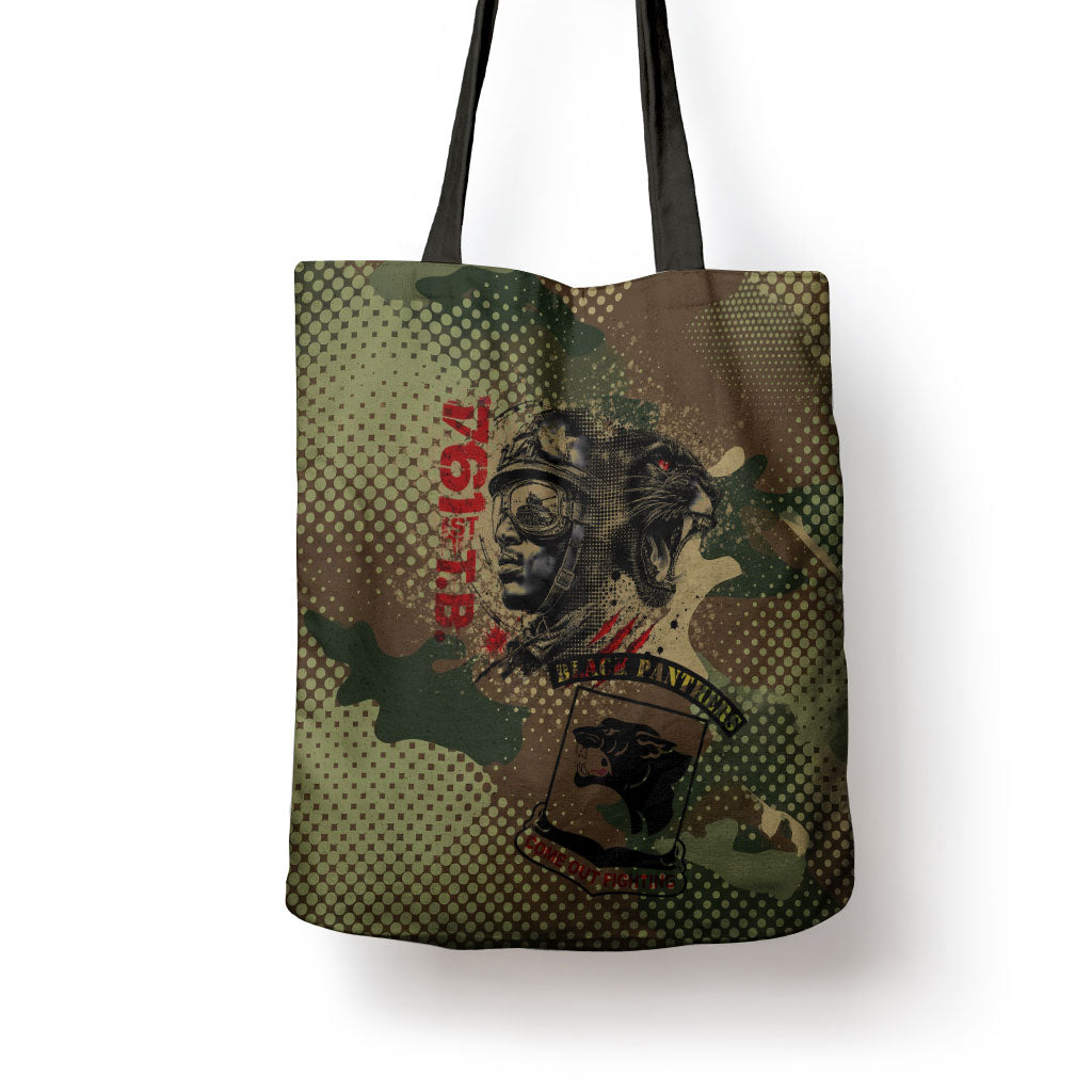 761st Tank Battalion Black Panthers Tote Bag Come Out Fighting Military - Camouflage Halftone