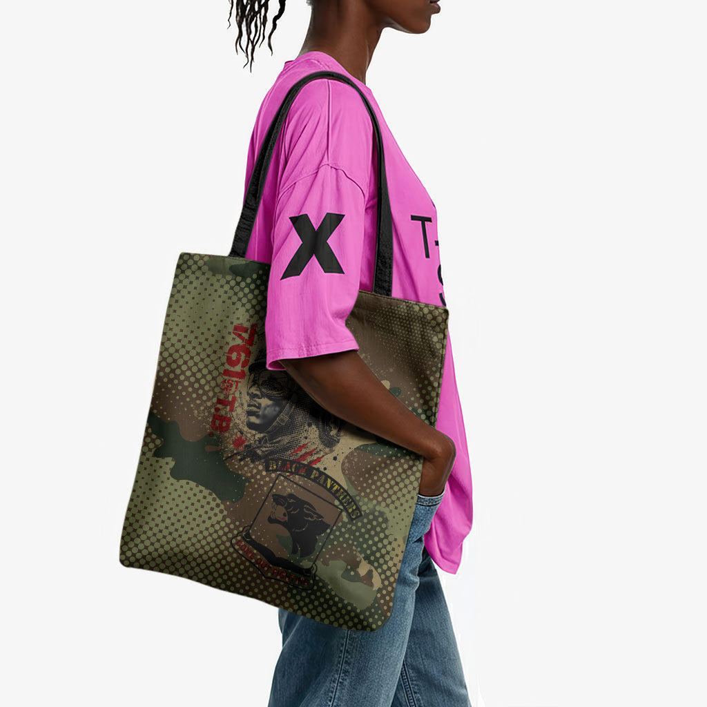 761st Tank Battalion Black Panthers Tote Bag Come Out Fighting Military - Camouflage Halftone