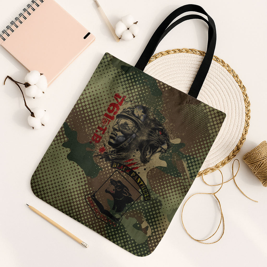 761st Tank Battalion Black Panthers Tote Bag Come Out Fighting Military - Camouflage Halftone