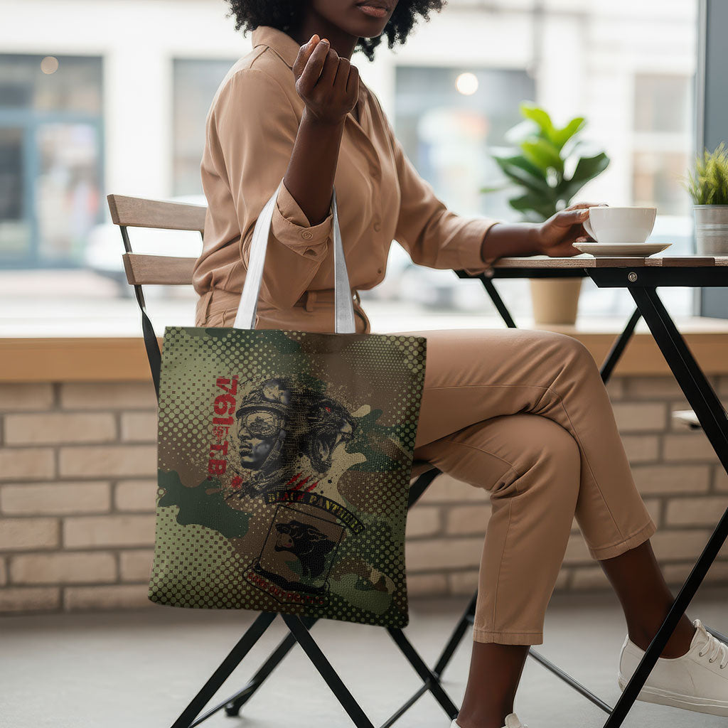 761st Tank Battalion Black Panthers Tote Bag Come Out Fighting Military - Camouflage Halftone