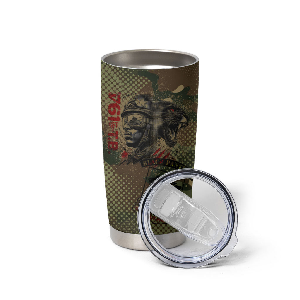 761st Tank Battalion Black Panthers Tumbler Cup Come Out Fighting Military - Camouflage Halftone