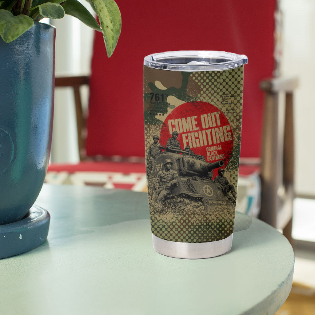 761st Tank Battalion Black Panthers Tumbler Cup Come Out Fighting Military - Camouflage Halftone