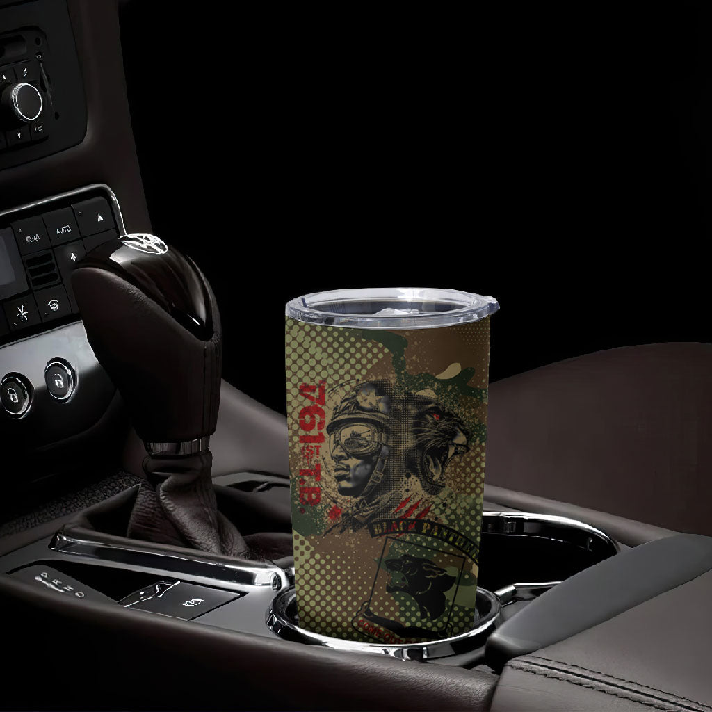 761st Tank Battalion Black Panthers Tumbler Cup Come Out Fighting Military - Camouflage Halftone