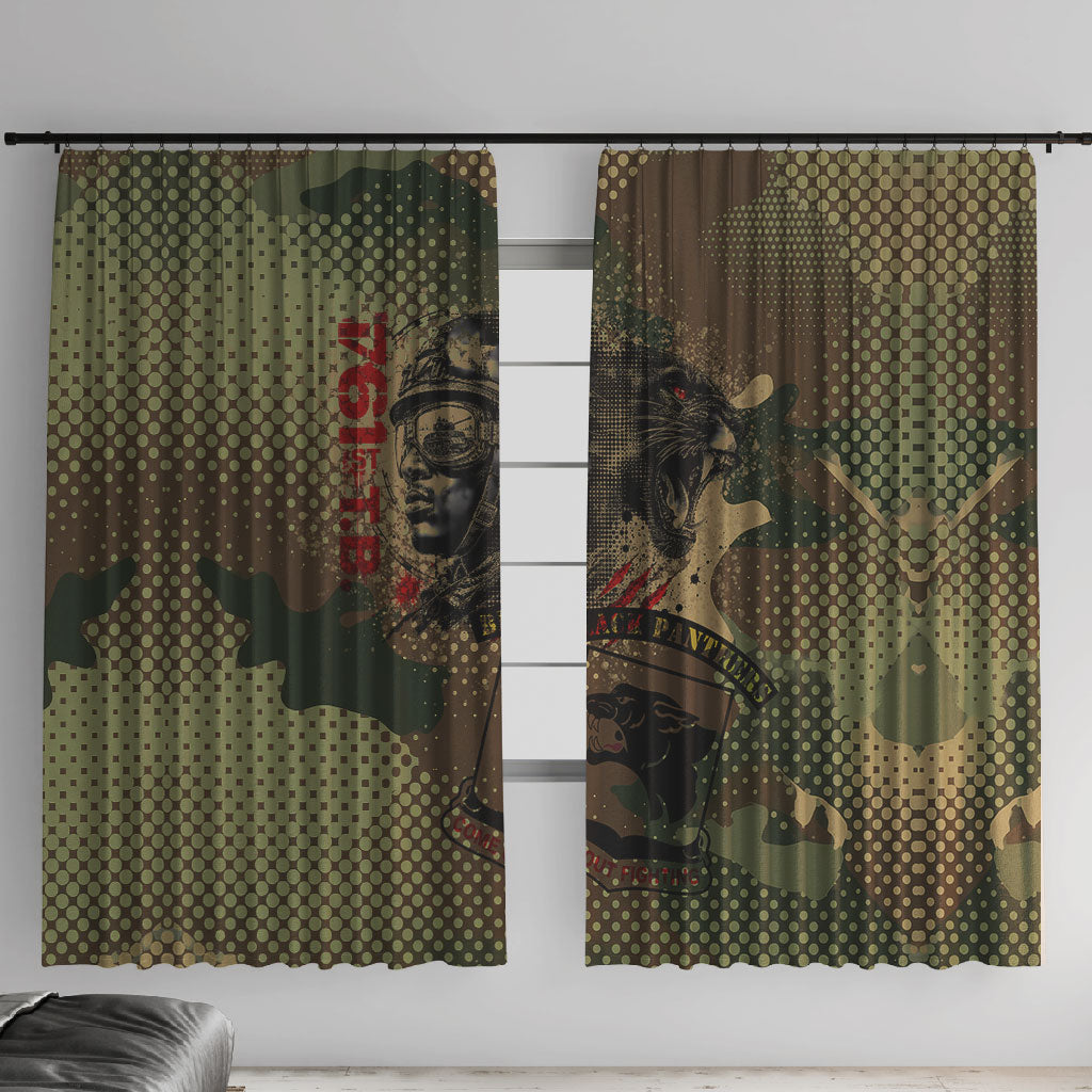 761st Tank Battalion Black Panthers Window Curtain Come Out Fighting Military - Camouflage Halftone