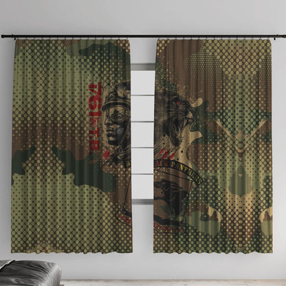 761st Tank Battalion Black Panthers Window Curtain Come Out Fighting Military - Camouflage Halftone