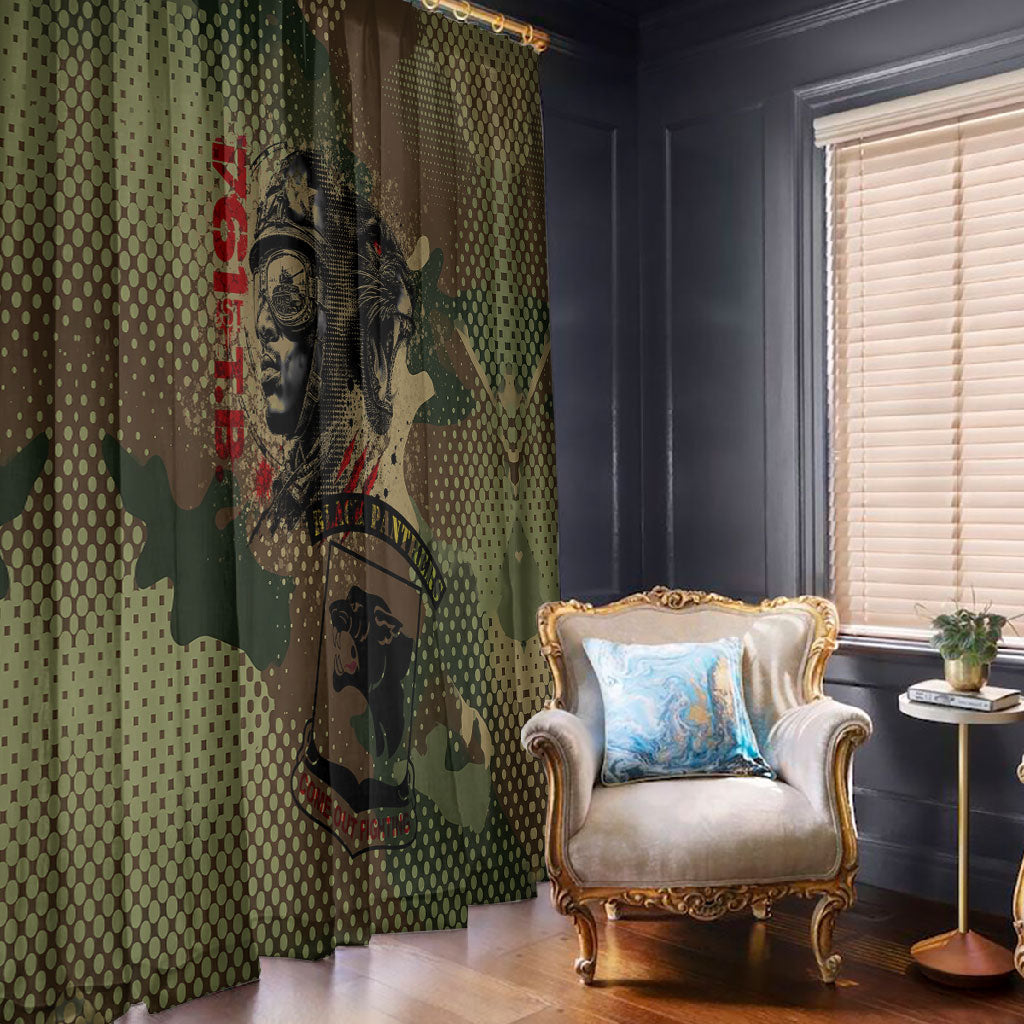 761st Tank Battalion Black Panthers Window Curtain Come Out Fighting Military - Camouflage Halftone