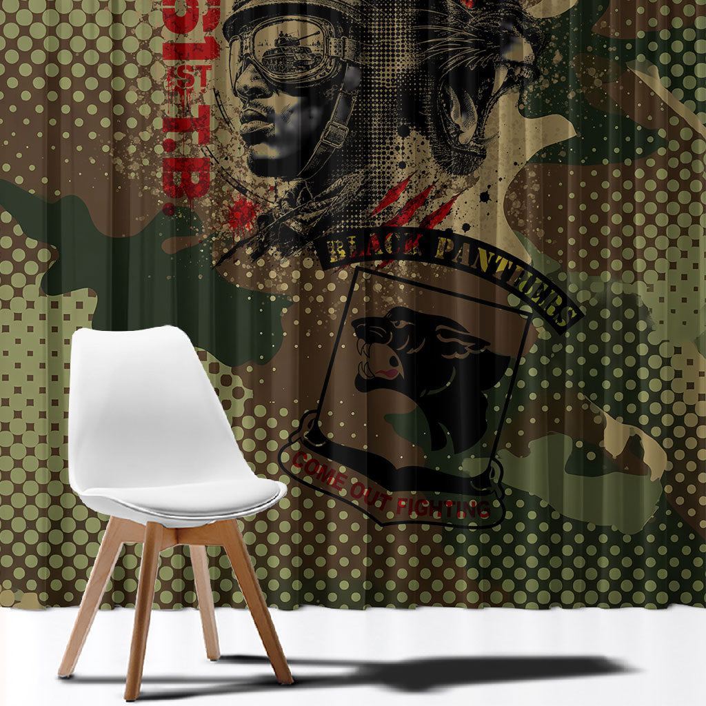 761st Tank Battalion Black Panthers Window Curtain Come Out Fighting Military - Camouflage Halftone