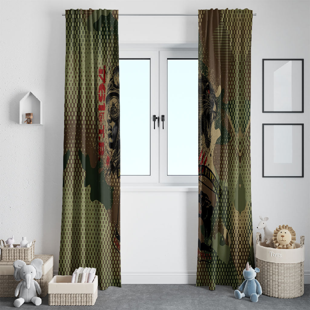 761st Tank Battalion Black Panthers Window Curtain Come Out Fighting Military - Camouflage Halftone