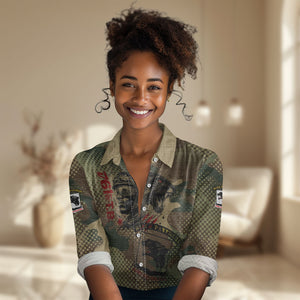 761st Tank Battalion Black Panthers Women Casual Shirt Come Out Fighting Military - Camouflage Halftone