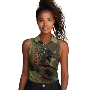 761st Tank Battalion Black Panthers Women Sleeveless Polo Shirt Come Out Fighting Military - Camouflage Halftone