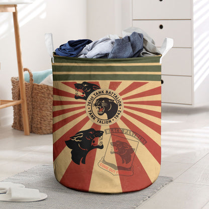 Black Panthers 761st Tank Battalion Laundry Basket Come Out Fighting Retro Military