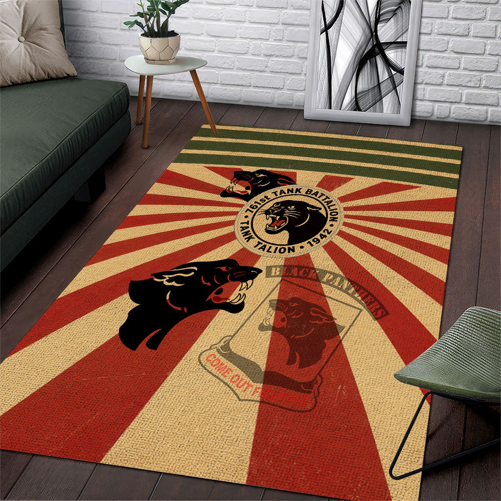 Black Panthers 761st Tank Battalion Area Rug Come Out Fighting Retro Military