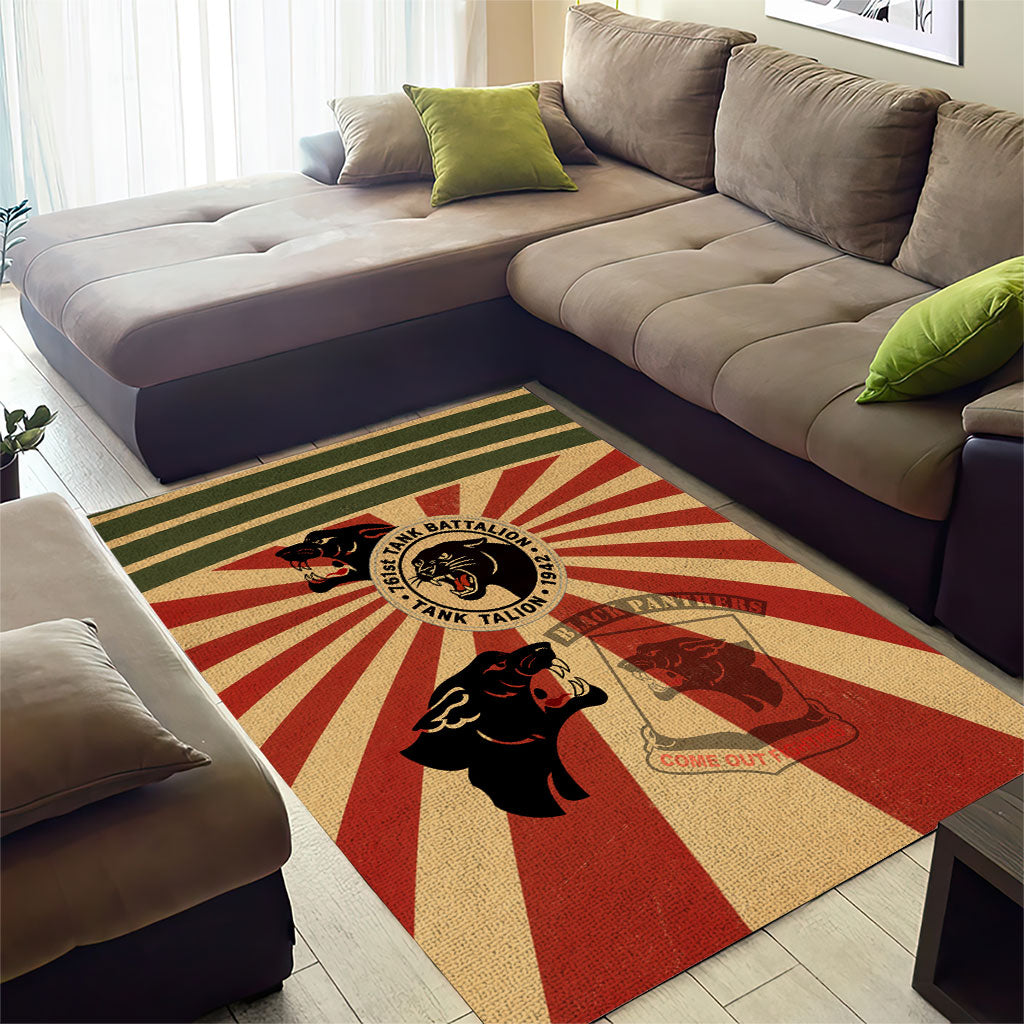 Black Panthers 761st Tank Battalion Area Rug Come Out Fighting Retro Military