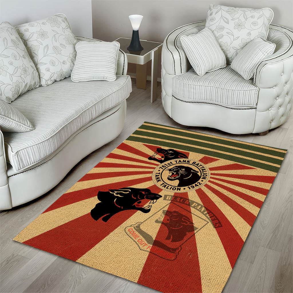 Black Panthers 761st Tank Battalion Area Rug Come Out Fighting Retro Military