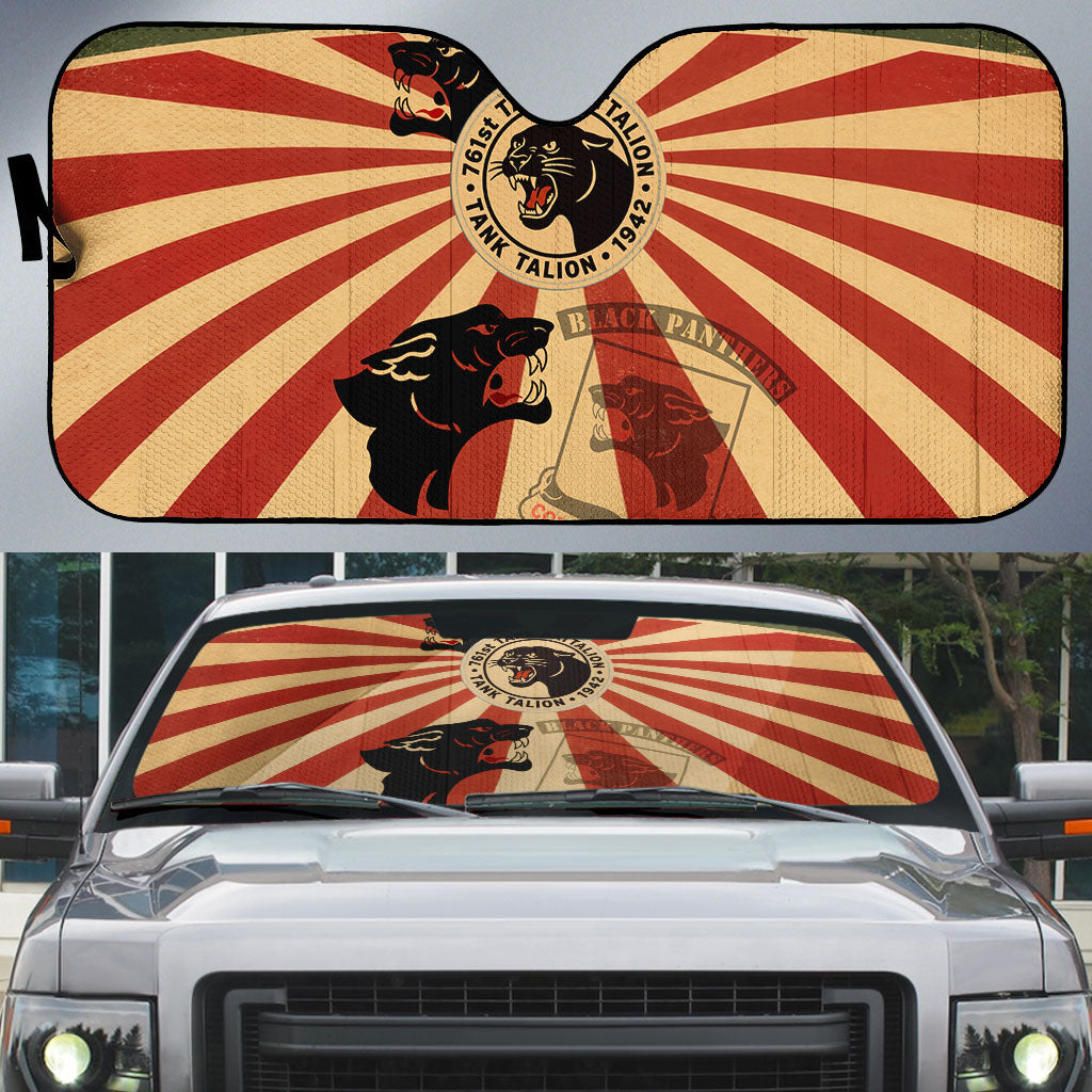 Black Panthers 761st Tank Battalion Auto Sun Shade Come Out Fighting Retro Military