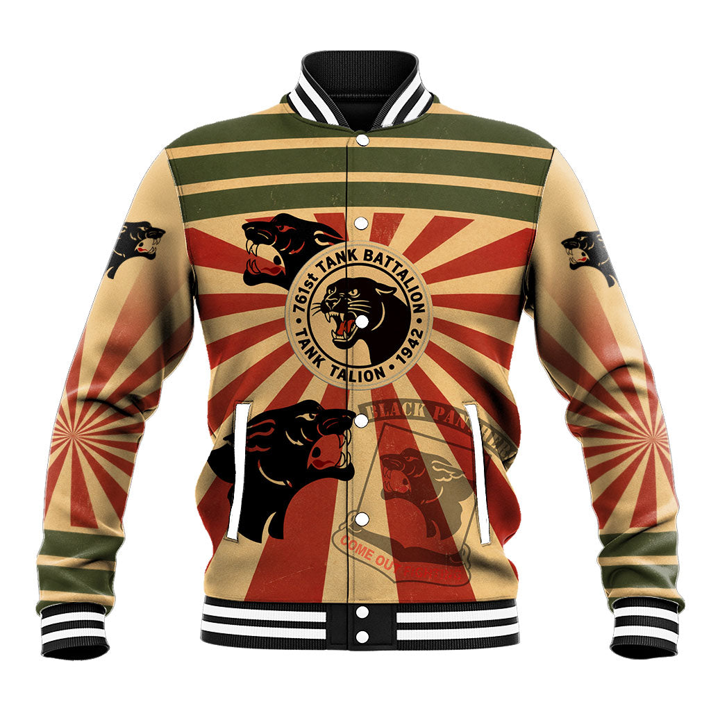 Black Panthers 761st Tank Battalion Baseball Jacket Come Out Fighting Retro Military