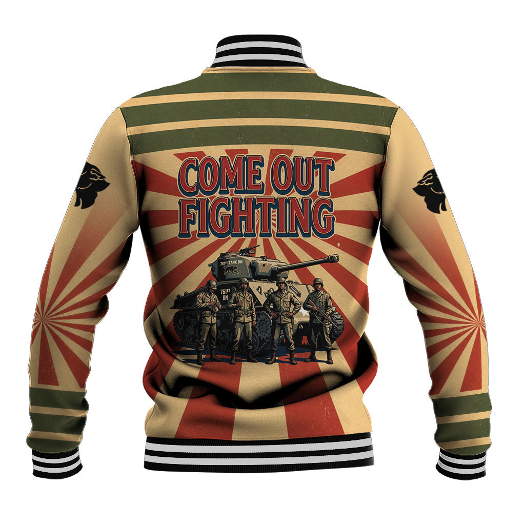 Black Panthers 761st Tank Battalion Baseball Jacket Come Out Fighting Retro Military