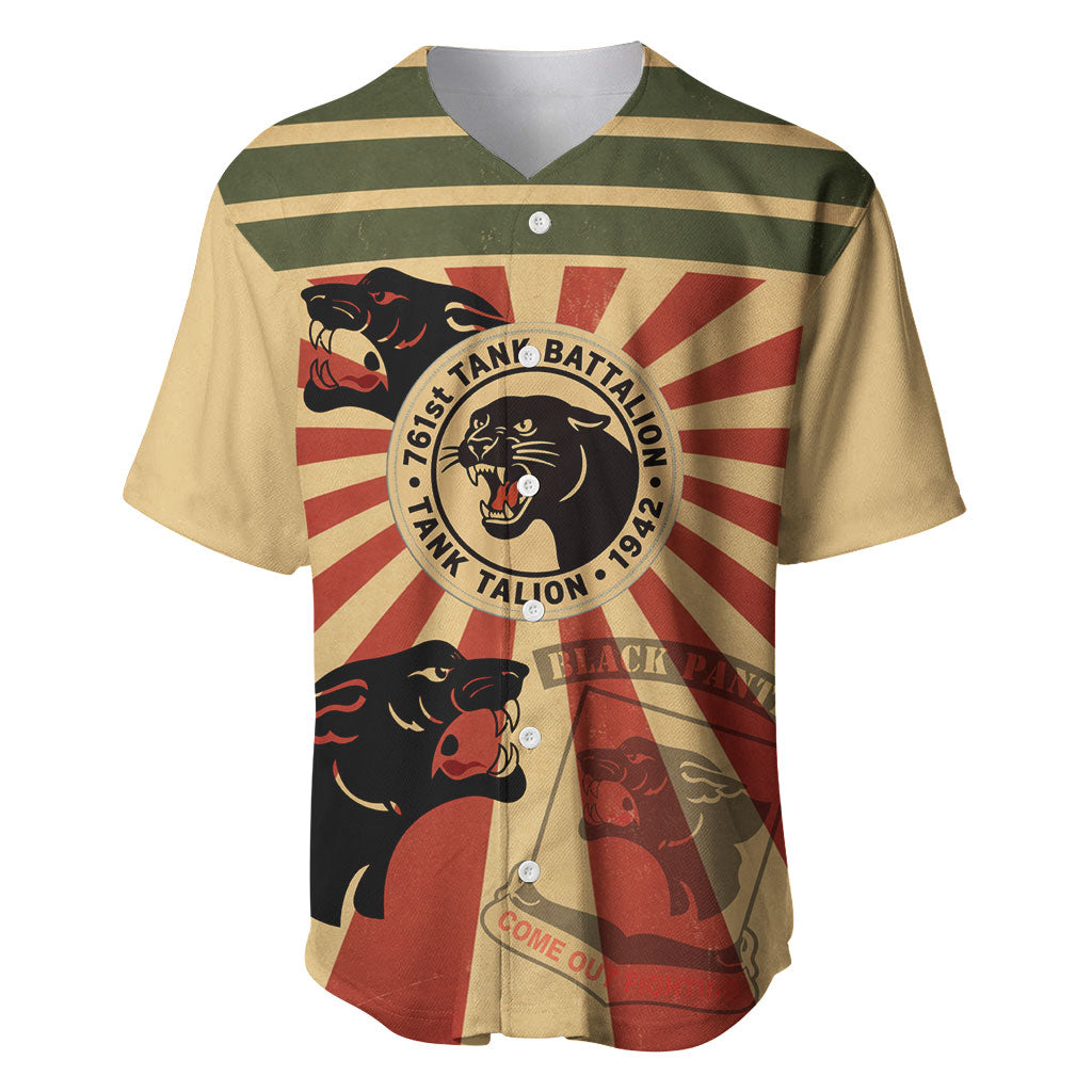 Black Panthers 761st Tank Battalion Baseball Jersey Come Out Fighting Retro Military