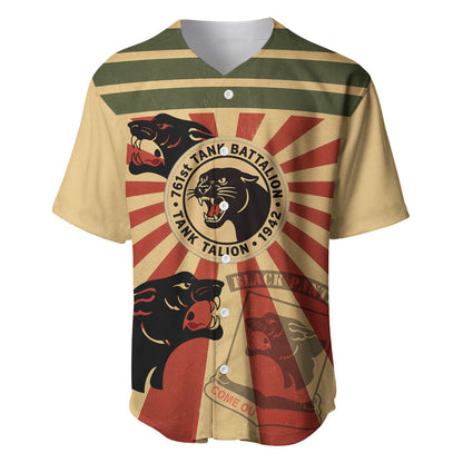 Black Panthers 761st Tank Battalion Baseball Jersey Come Out Fighting Retro Military