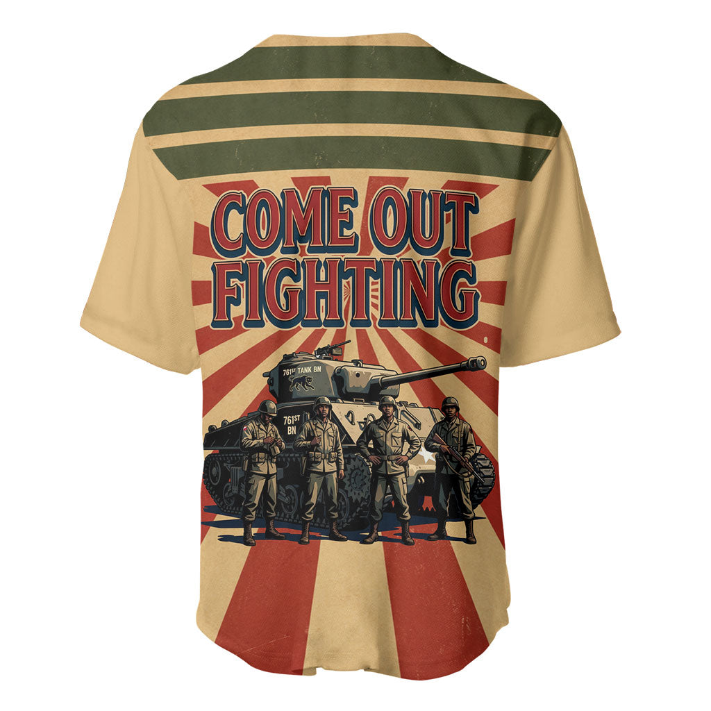 Black Panthers 761st Tank Battalion Baseball Jersey Come Out Fighting Retro Military