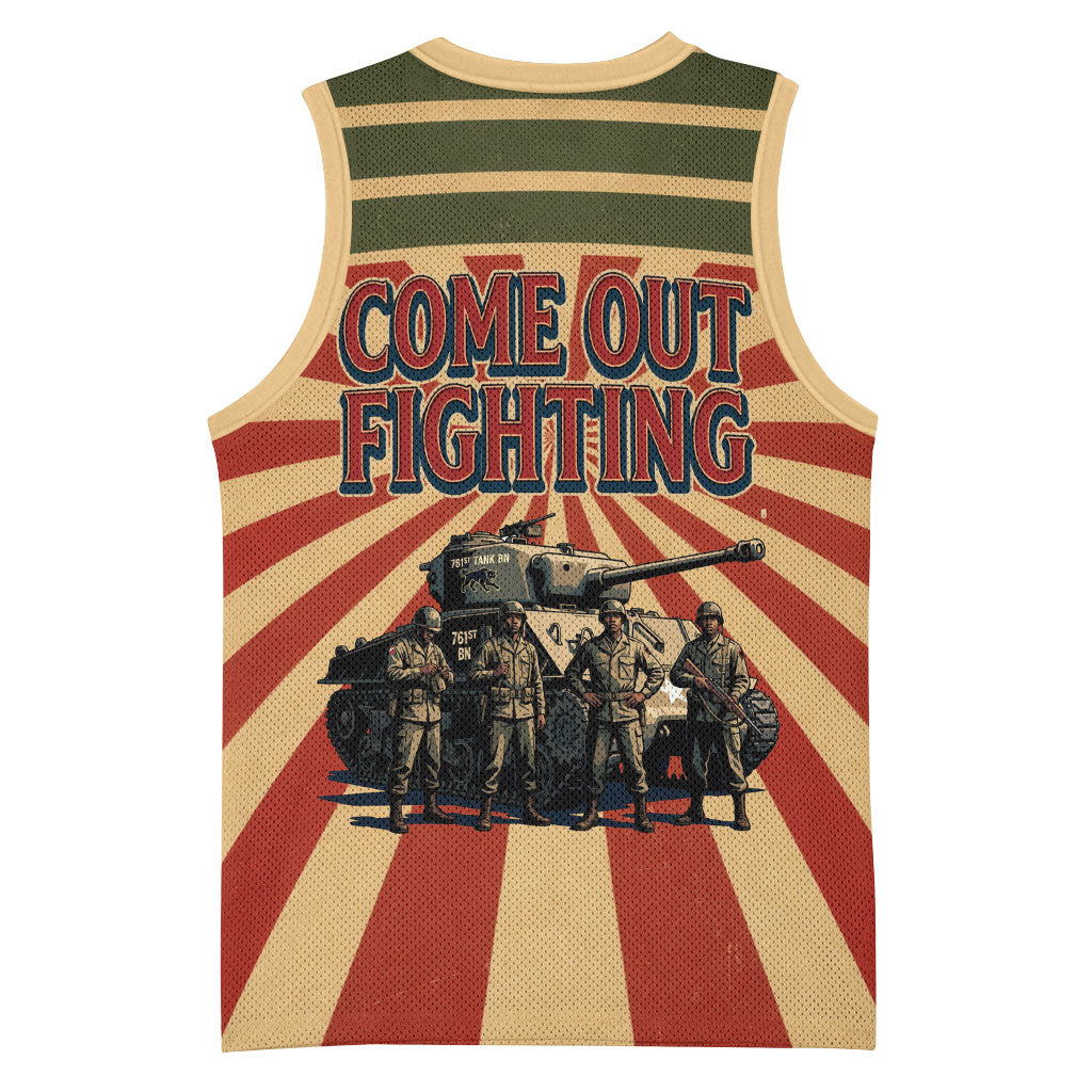 Black Panthers 761st Tank Battalion Basketball Jersey Come Out Fighting Retro Military
