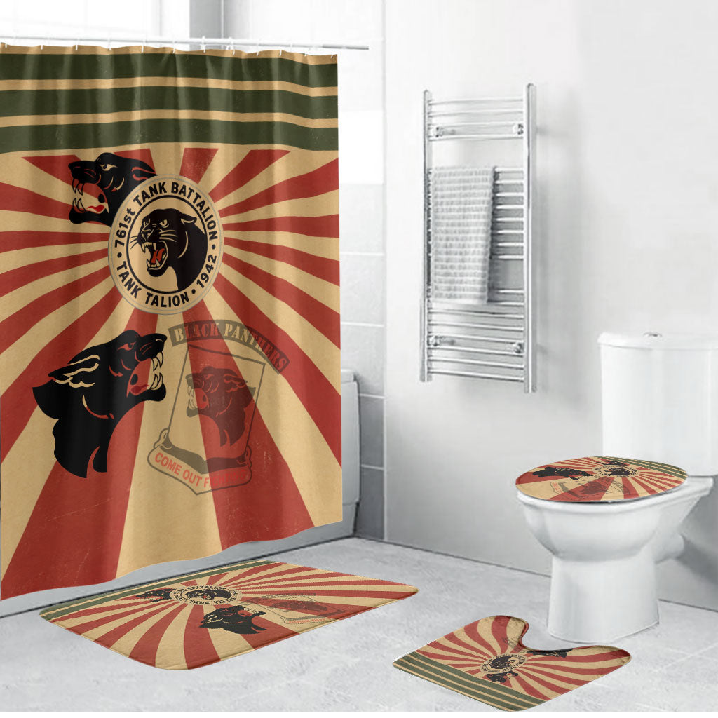 Black Panthers 761st Tank Battalion Bathroom Set Come Out Fighting Retro Military