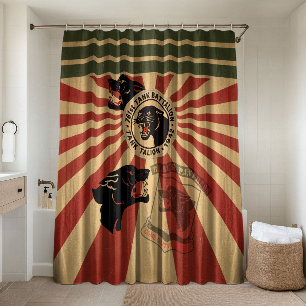 Black Panthers 761st Tank Battalion Bathroom Set Come Out Fighting Retro Military