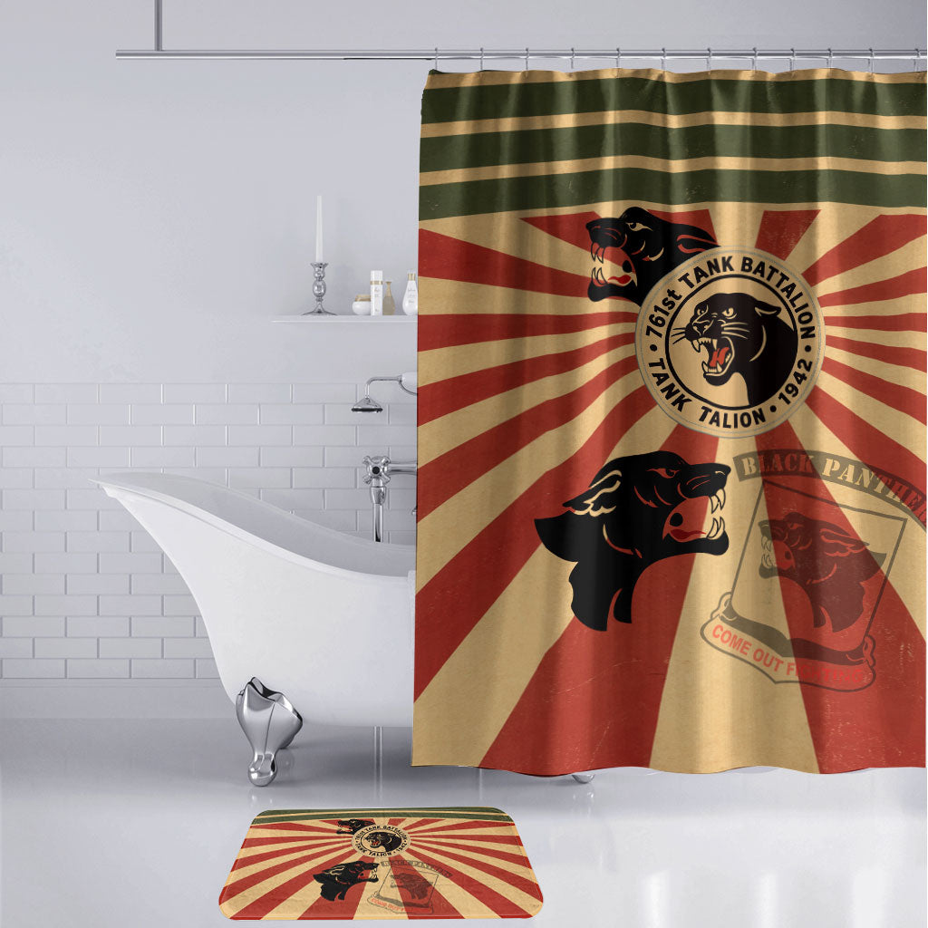 Black Panthers 761st Tank Battalion Bathroom Set Come Out Fighting Retro Military