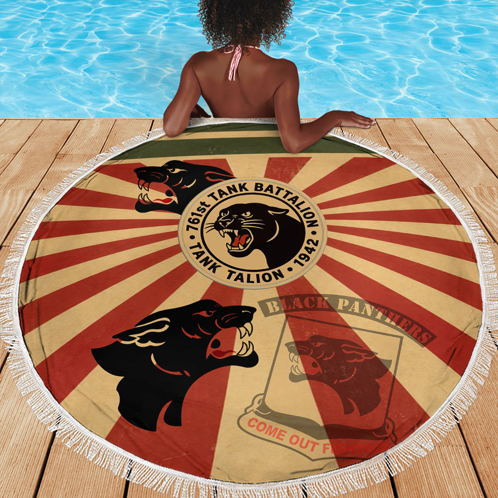 Black Panthers 761st Tank Battalion Beach Blanket Come Out Fighting Retro Military