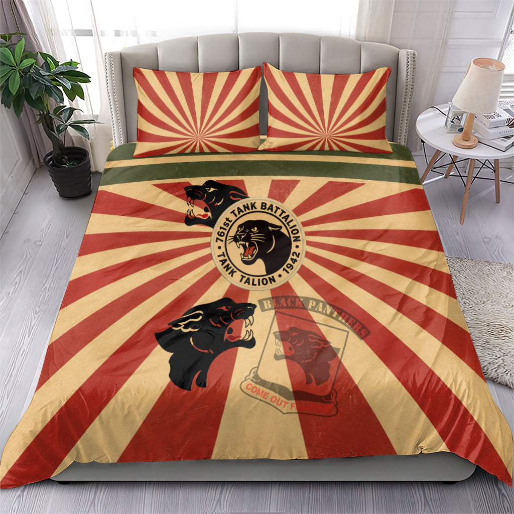Black Panthers 761st Tank Battalion Bedding Set Come Out Fighting Retro Military