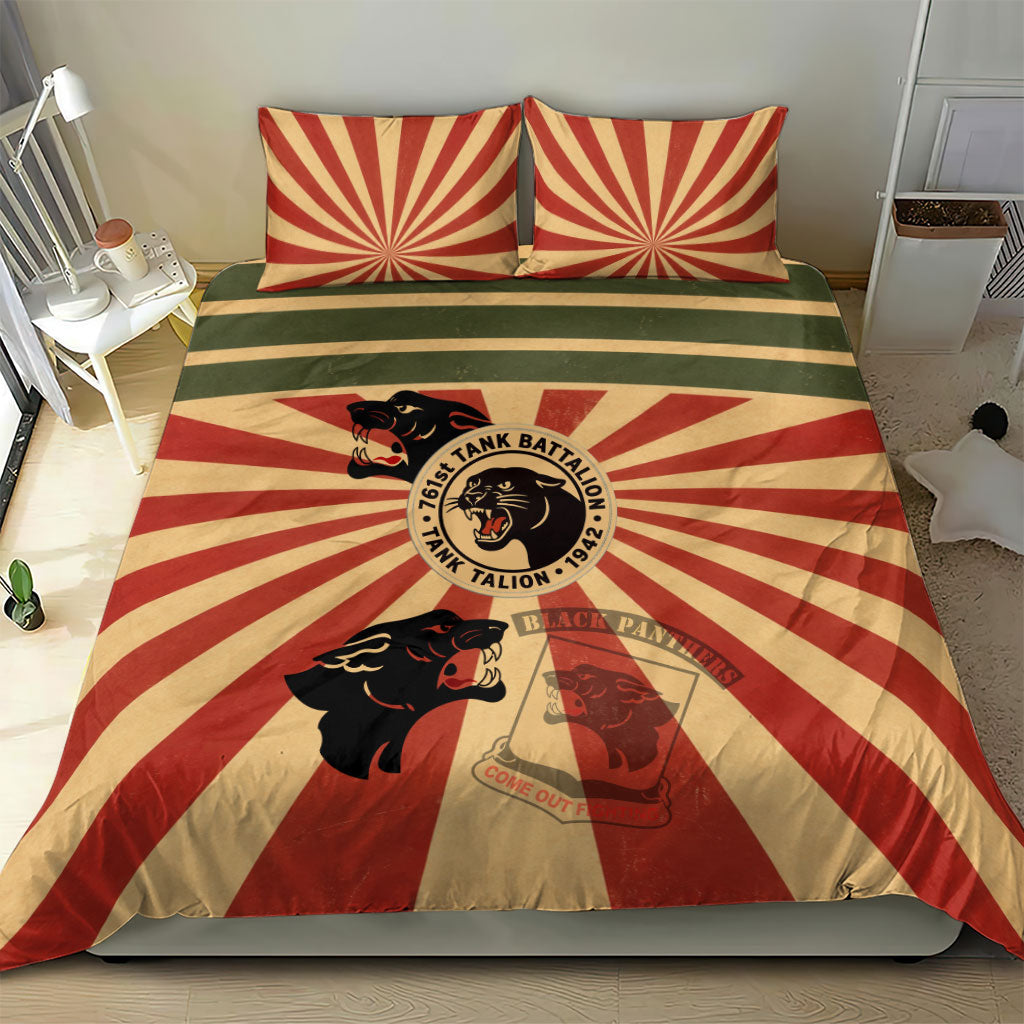 Black Panthers 761st Tank Battalion Bedding Set Come Out Fighting Retro Military