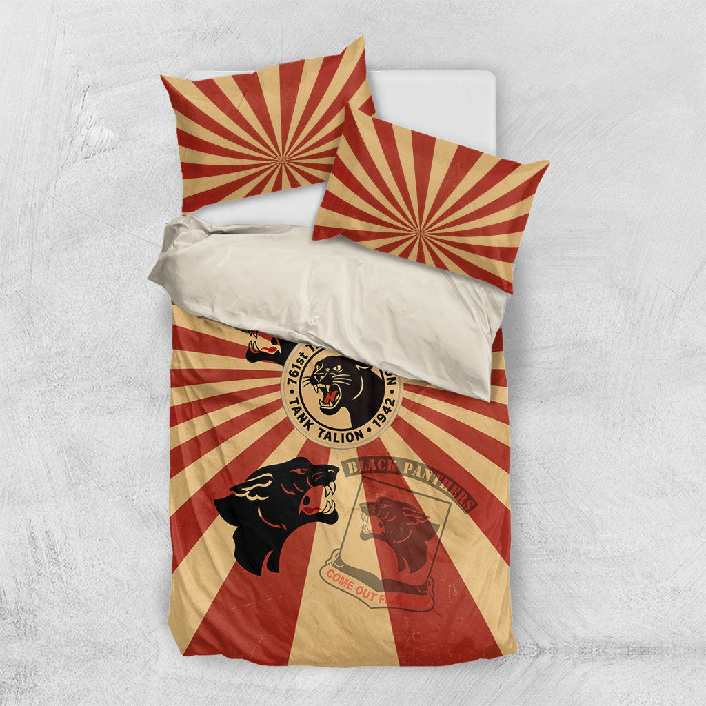Black Panthers 761st Tank Battalion Bedding Set Come Out Fighting Retro Military