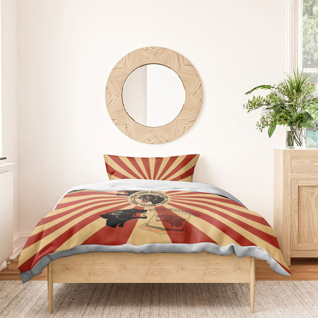 Black Panthers 761st Tank Battalion Bedding Set Come Out Fighting Retro Military