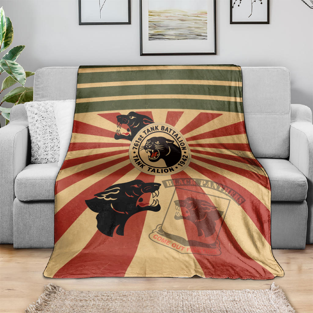 Black Panthers 761st Tank Battalion Blanket Come Out Fighting Retro Military