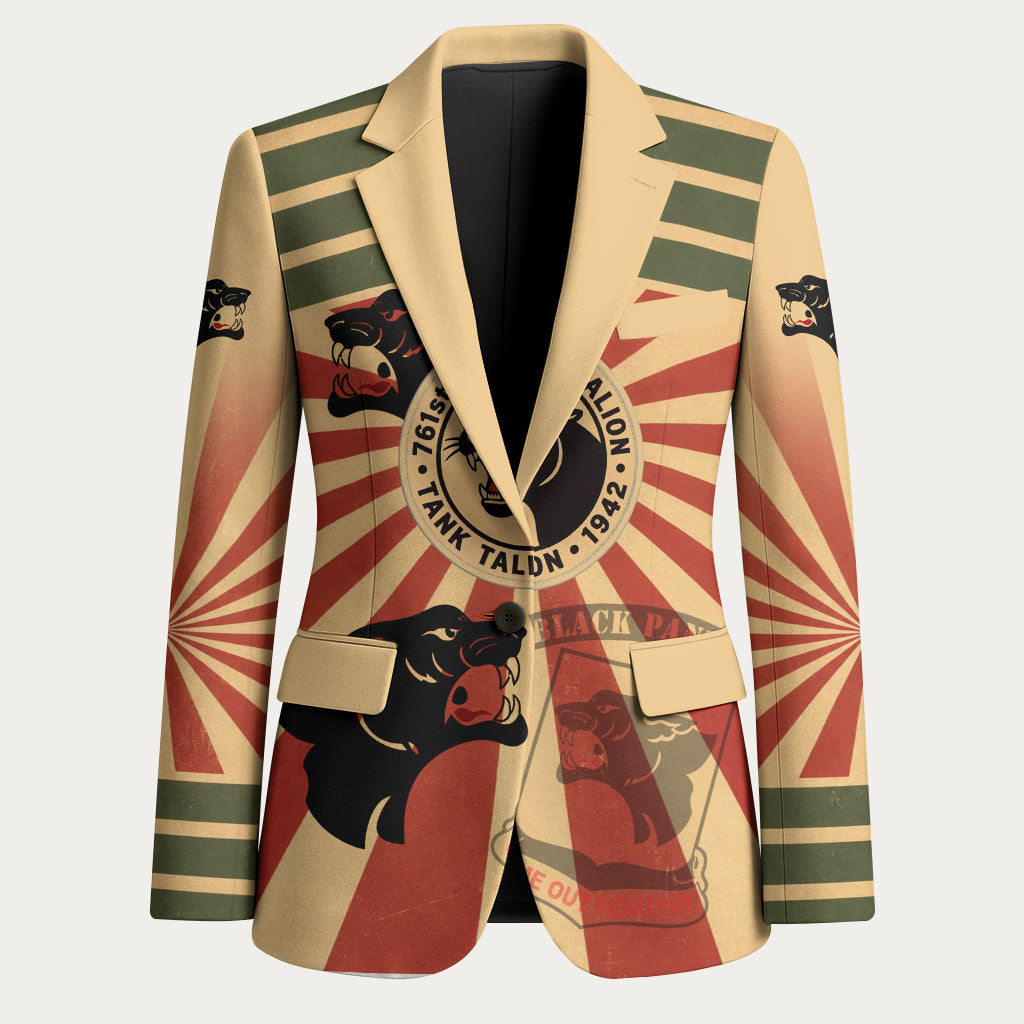 Black Panthers 761st Tank Battalion Blazer Come Out Fighting Retro Military