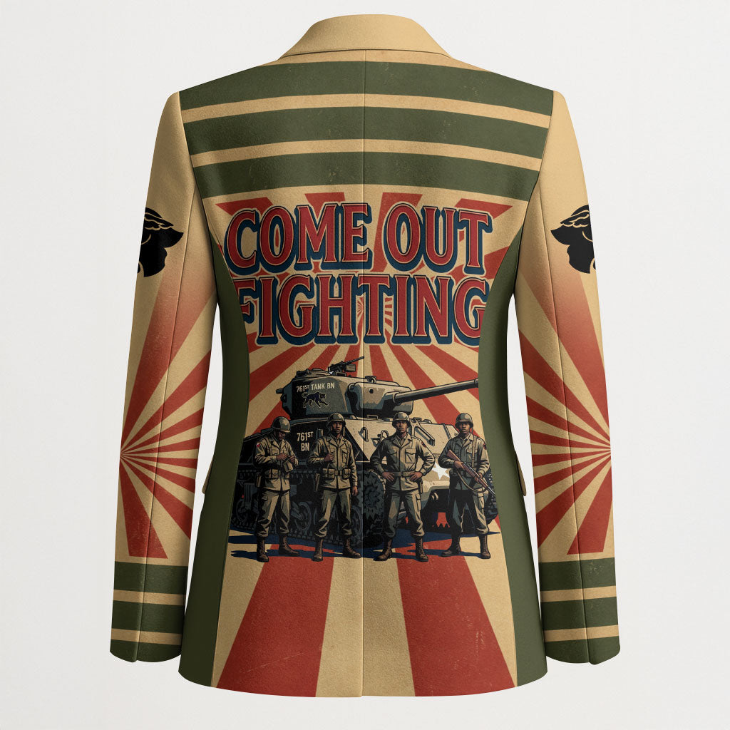 Black Panthers 761st Tank Battalion Blazer Come Out Fighting Retro Military