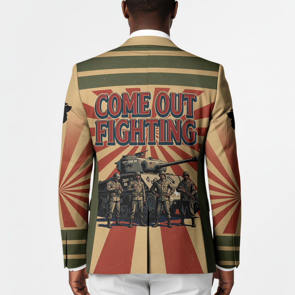 Black Panthers 761st Tank Battalion Blazer Come Out Fighting Retro Military