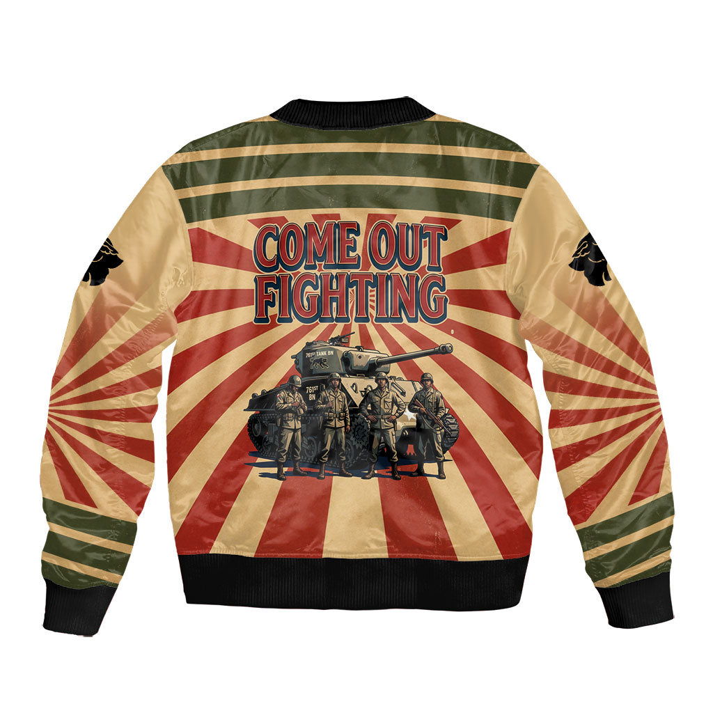 Black Panthers 761st Tank Battalion Bomber Jacket Come Out Fighting Retro Military