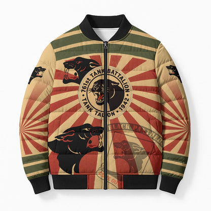 Black Panthers 761st Tank Battalion Bomber Puffer Jacket Come Out Fighting Retro Military