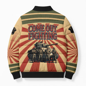 Black Panthers 761st Tank Battalion Bomber Puffer Jacket Come Out Fighting Retro Military